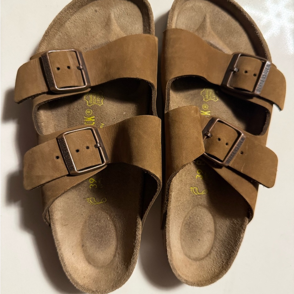 Birkenstock Arizona Taupe Mink Suede
Leather Sandals, Size 39